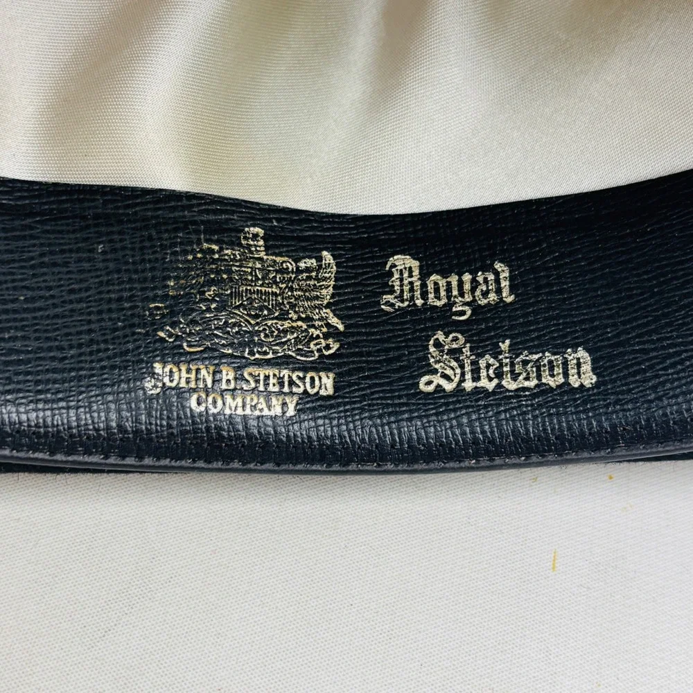 Vintage Royal Stetson Feather Fedora Hat Mens Size 7 1/2 Black Felt